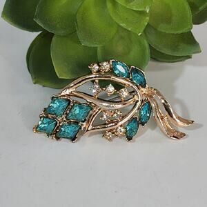 🌻3 for $18 Vintage 50's Glam Turquoise Gem Brooch Pin